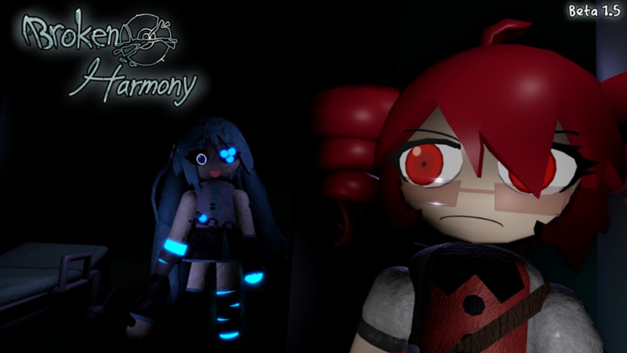 Experiment close-up in a dark Broken Harmony facility with a glowing Scientist in the background, Beta 1.5